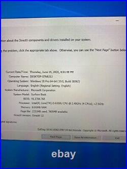 Microsoft Surface Book 13 1703 128 GB SSD 8 GB Ram Core i5 #7BJB36