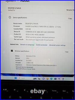 Microsoft Surface Pro 1796 i5-7300U 2.60GHz 8GB RAM 128GB SSD BAD BATTERY! #69