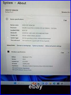 Microsoft Surface Pro 3 i5-4300U 1.9GHz 8GB RAM 256GB SSD Win11 #69