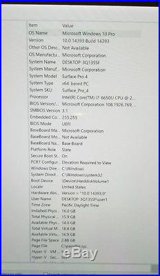 Microsoft Surface Pro 4 256GB Core i7-6650U 2.20GHz 16GB Wi-Fi Iris 12.3 (Used)