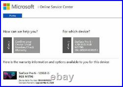 Microsoft Surface Pro 6 12.3'' Core i5 8250U 8GB Ram 128GB SSD withKeyboard