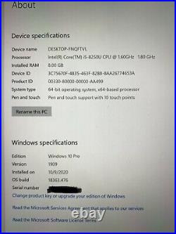 Microsoft Surface Pro 6 12.3 Core i5 8250U 8gb RAM 256gb 8th Gen (Model1909)