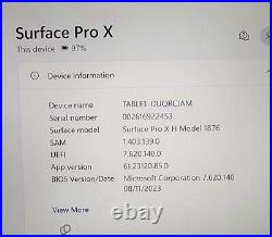 Microsoft Surface Pro X 1876 13 WIFI + 4G LTE SQ2 16GB 256GB SSD W11H Black