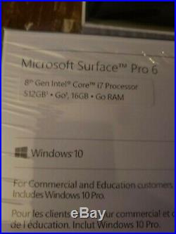 Microsoft Surface pro 6 8th Gen Intel Core i7 512GB Go 16GB Go Ram