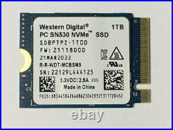 WD PC SN530 1TB M. 2 2230 SSD NVMe PCIe For Microsoft Surface Pro X Pro 7 & 8 SSD